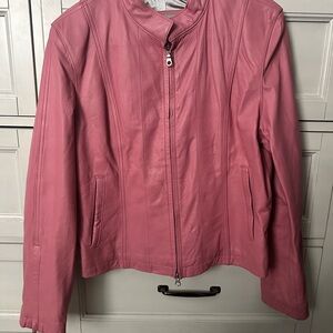 Wilsons Leather Pink Moto Jacket with Tailored Fit